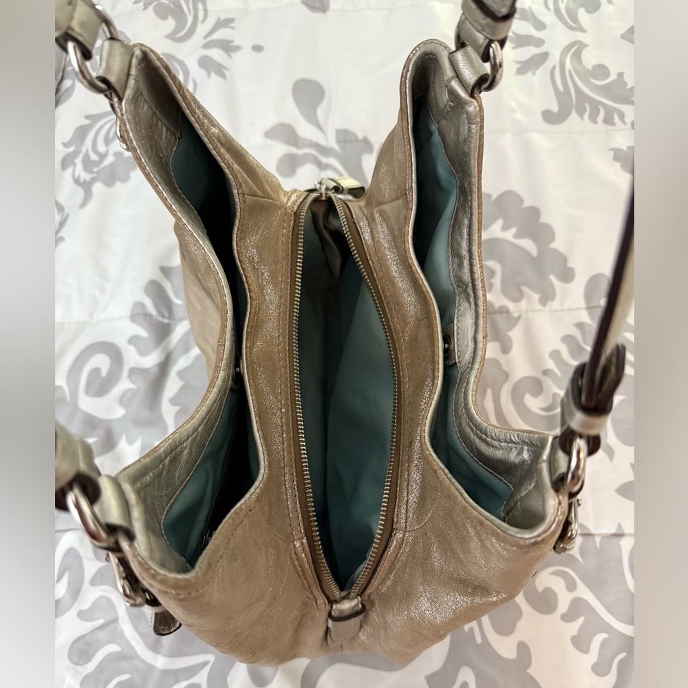 COACH Madison Maggie Metallic Gold Suede Leather Hobo Shoulder Bag - Picture 10 of 16